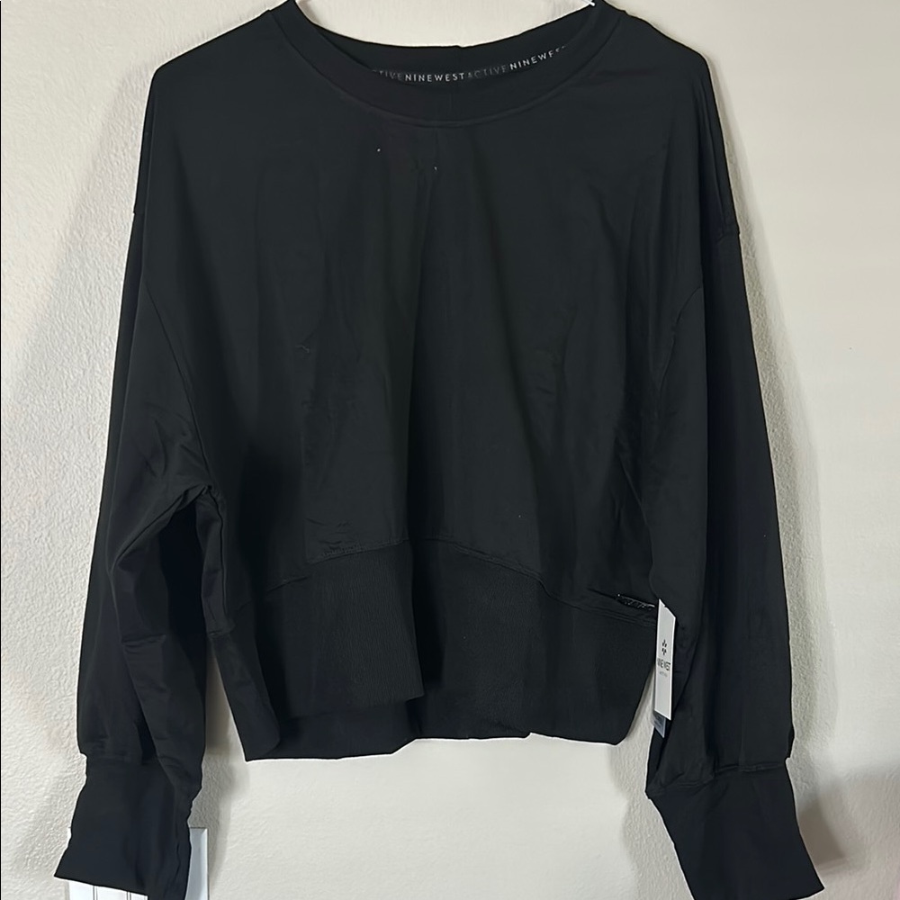 Nine West Black Relaxed Long Sleeve Sweatshirt